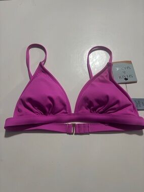 Shade & Shore Fuchsia Ribbed Triangle Bikini Top